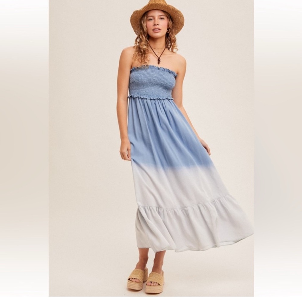 NWT Hem & Thread 100% Tencel Smocked Strapless Sundress